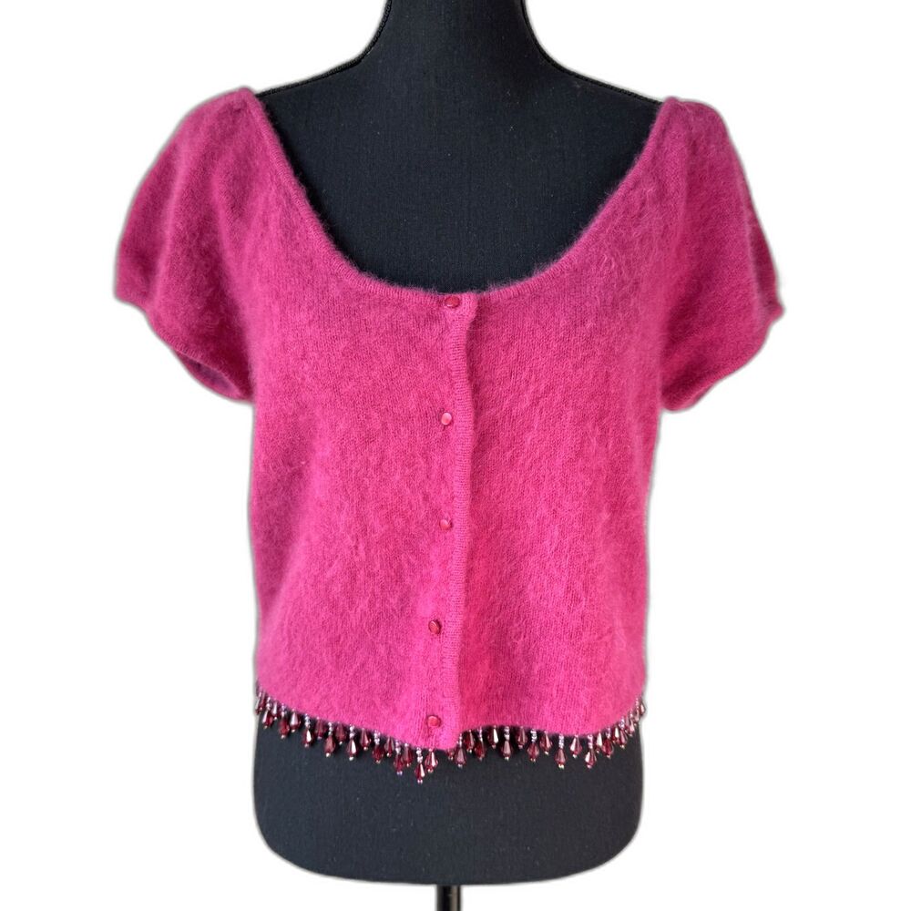 Size L Y2K Vintage Betsey Johnson angora cardigan noisemaker milkmaid 10725